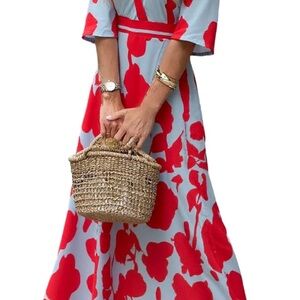 Chic Red Floral Maxi Dress